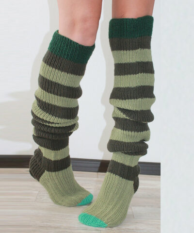 Striped Thigh High Knitted Socks - Image 3