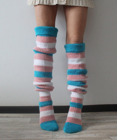 Alternative view of Striped Thigh High Knitted Socks