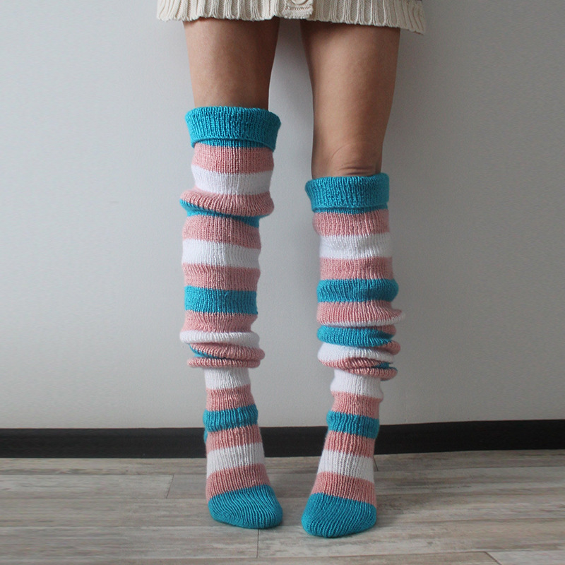 Striped Thigh High Knitted Socks - Image 2