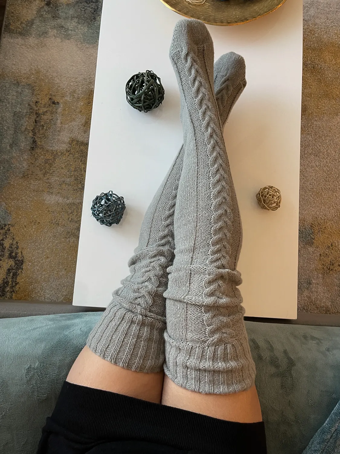 Winter Over The Knee Knitted Gray Socks