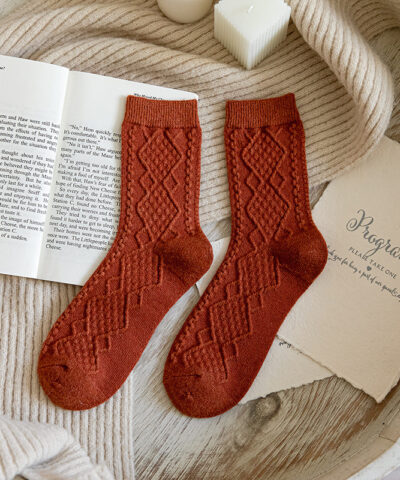 Solid Color Fashion Warm Classic Pattern Wool Socks - Image 7