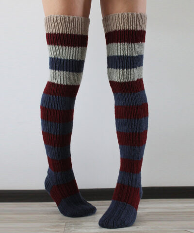 Striped Thigh High Knitted Socks - Image 4