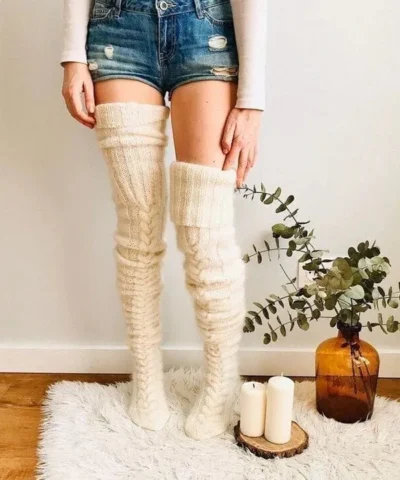 Over the Knee White Socks