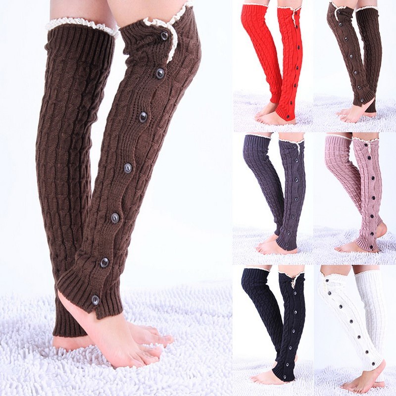 Laamei New Foreign Trade Christmas With Button Lace Leg Warmers Socks