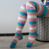 Striped Thigh High Knitted Socks