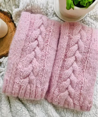 Winter Over The Knee Knitted Pink Socks - Image 4