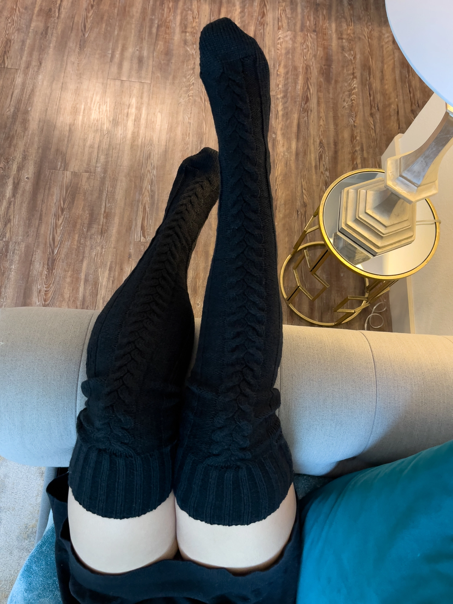 Over the Knee Black Socks, Long Tube Knitted Winter Socks - Image 5