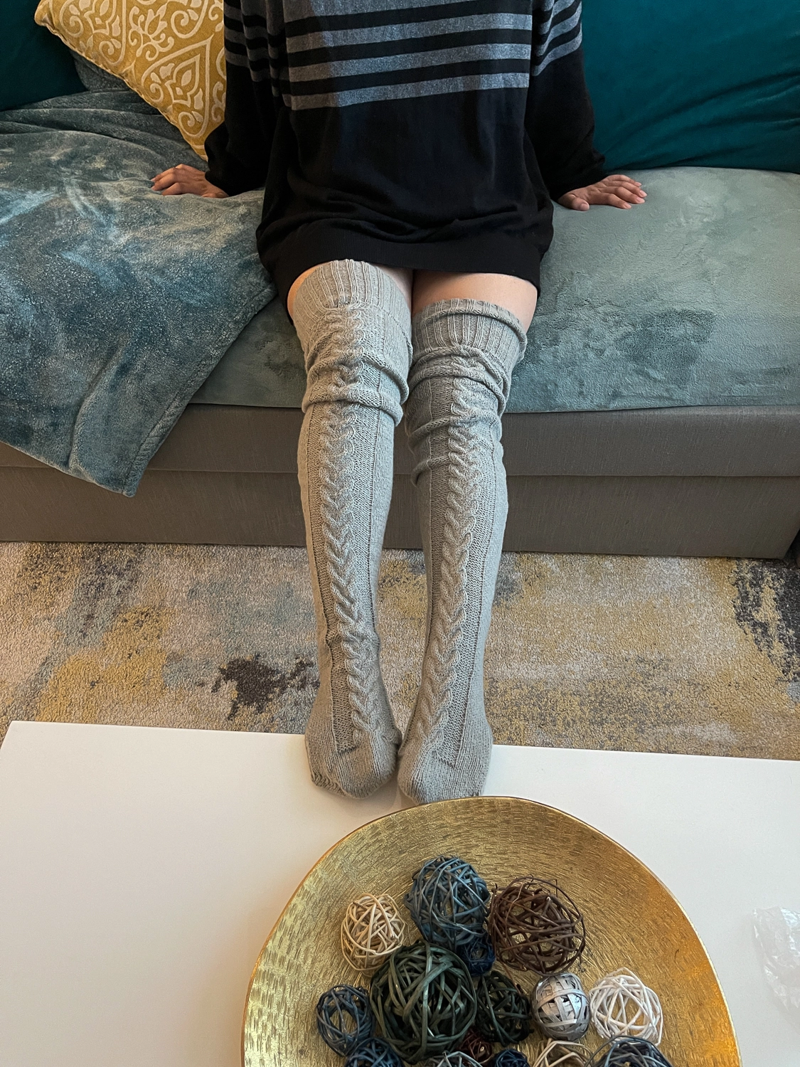 Winter Over The Knee Knitted Gray Socks - Image 3