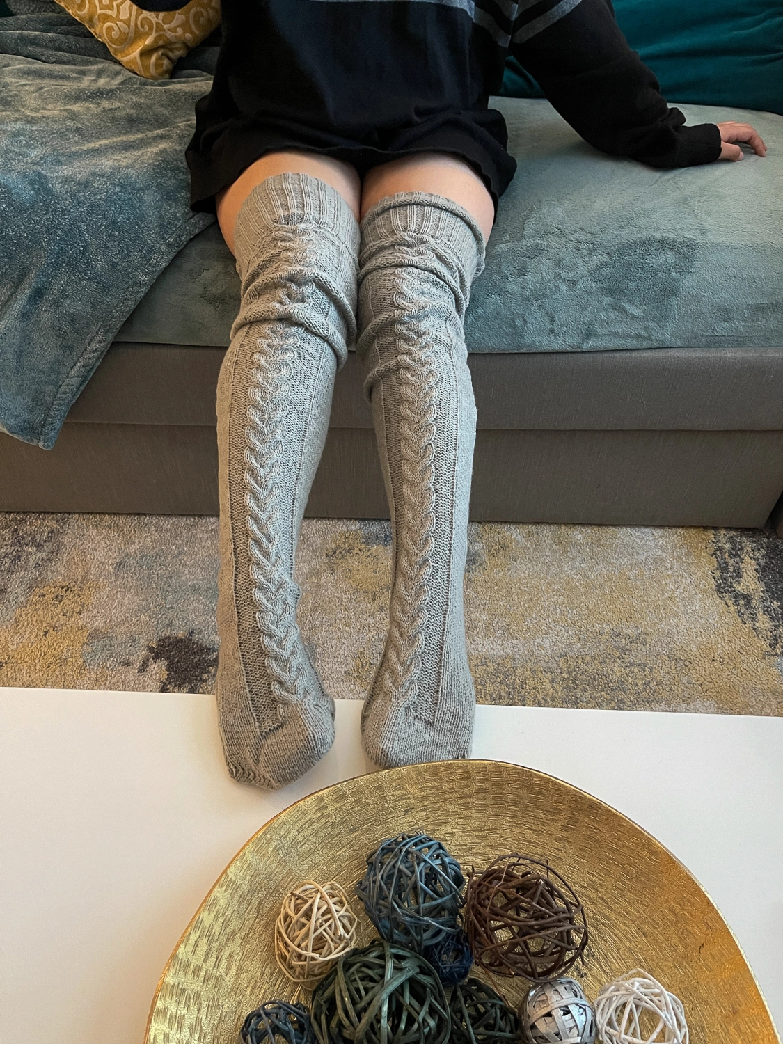 Winter Over The Knee Knitted Gray Socks - Image 4