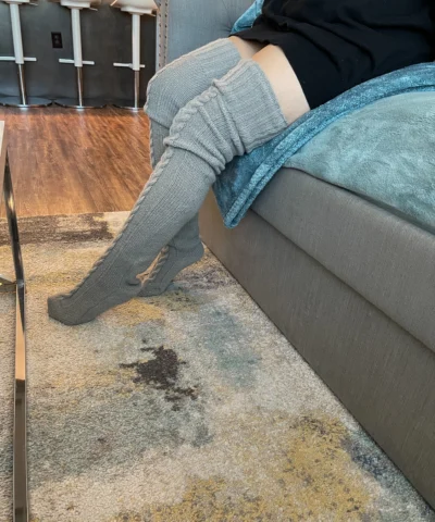 Winter Over The Knee Knitted Gray Socks - Image 6