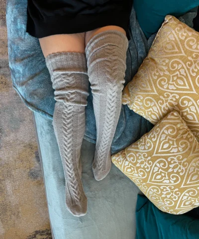 Winter Over The Knee Knitted Gray Socks - Image 8