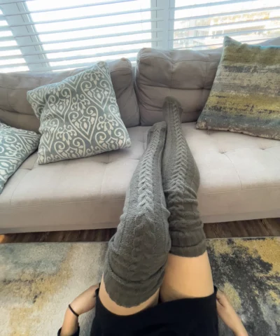 Winter Socks Over The Knee Long Tube Knitted Dark Gray Socks - Image 7