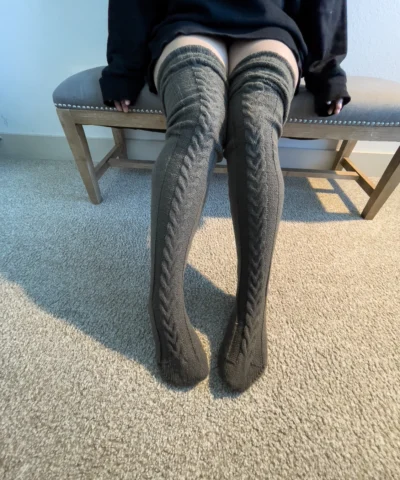 Long Tube Knitted Winter Socks in Dark Gray Color