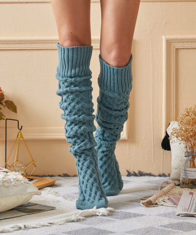 Knitted Knee Length Pile Wool Stockings For Women - Image 5