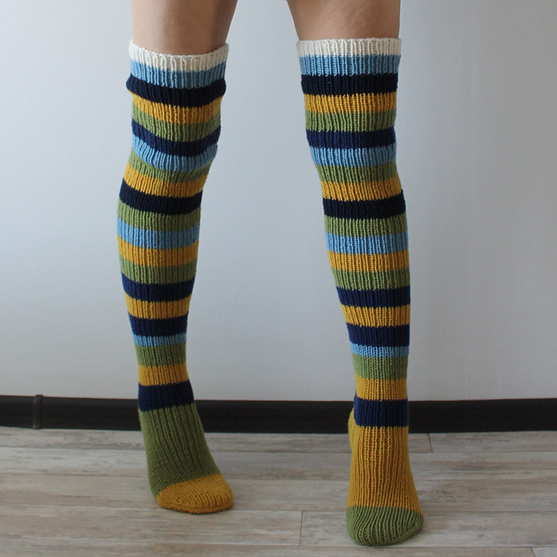 Striped Thigh High Knitted Socks - Image 5