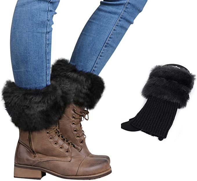 Fur Socks -black-One size