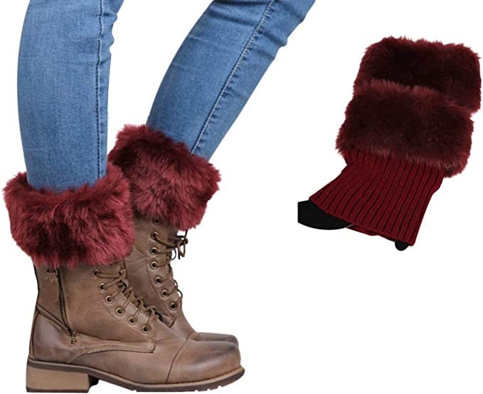 Fur Socks-Deep red-One size
