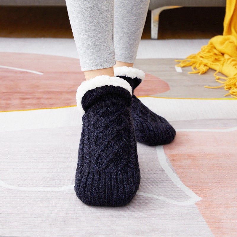 Winter Woolen Socks Women Thicken Warm Home Bedroom Socks Slippers Men Non-slip Foot Warmer Snow Socks - Image 2