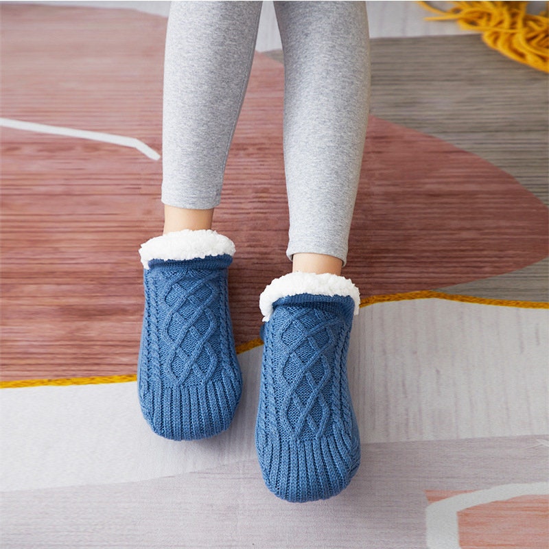 Winter Woolen Socks Women Thicken Warm Home Bedroom Socks Slippers Men Non-slip Foot Warmer Snow Socks - Image 4