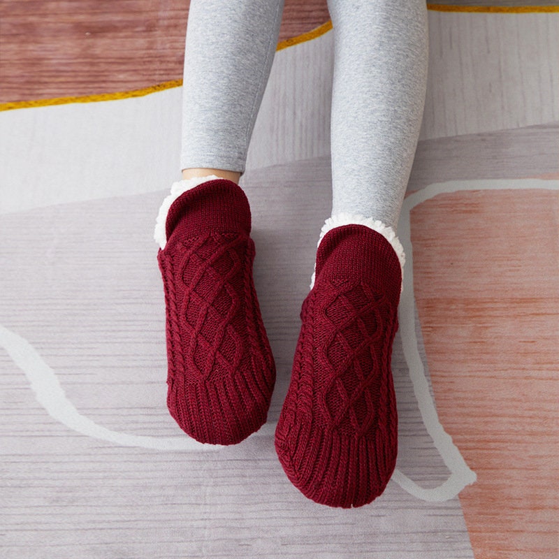 Winter Woolen Socks Women Thicken Warm Home Bedroom Socks Slippers Men Non-slip Foot Warmer Snow Socks - Image 3