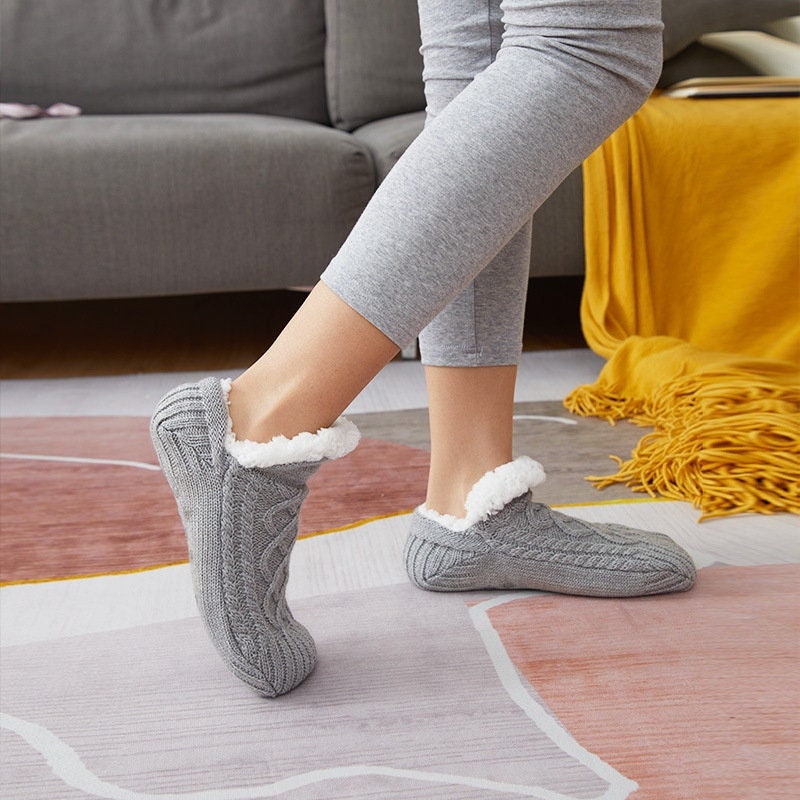 Winter Woolen Socks Women Thicken Warm Home Bedroom Socks Slippers Men Non-slip Foot Warmer Snow Socks