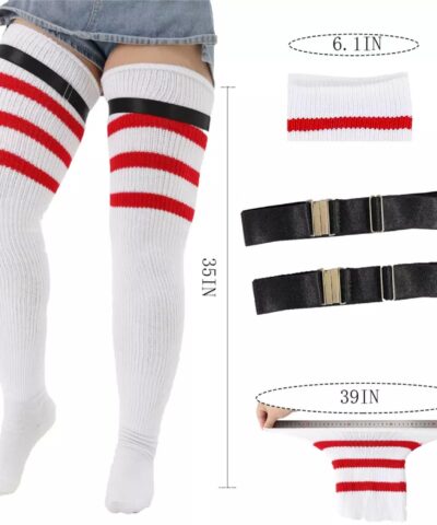 Cute Sexy Plus Size Over the Knee Extra Long Thigh High Women's Socks With Buckle - Image 4
