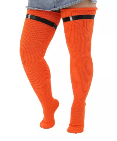 Cute Sexy Plus Size Over the Knee Extra Long Thigh High Women's Socks With Buckle - Image 6