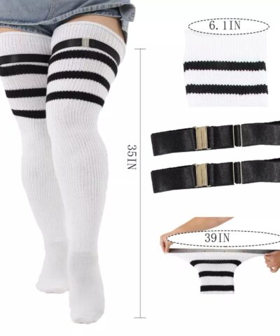 Cute Sexy Plus Size Over the Knee Extra Long Thigh High Women's Socks With Buckle - Image 7