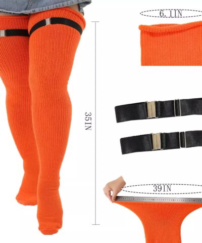 Cute Sexy Plus Size Over the Knee Extra Long Thigh High Women's Socks With Buckle - Image 8