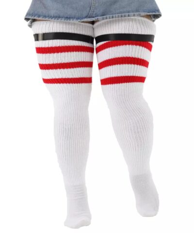 Cute Sexy Plus Size Over the Knee Extra Long Thigh High Women's Socks With Buckle - Image 9