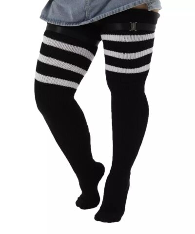 Cute Sexy Plus Size Over the Knee Extra Long Thigh High Women's Socks With Buckle
