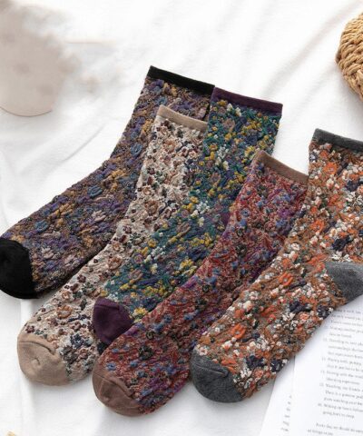 Retro Floral Knit Socks - Image 3