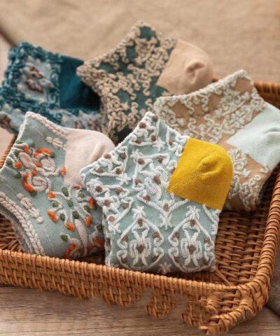 Retro Floral Knit Socks - Image 5