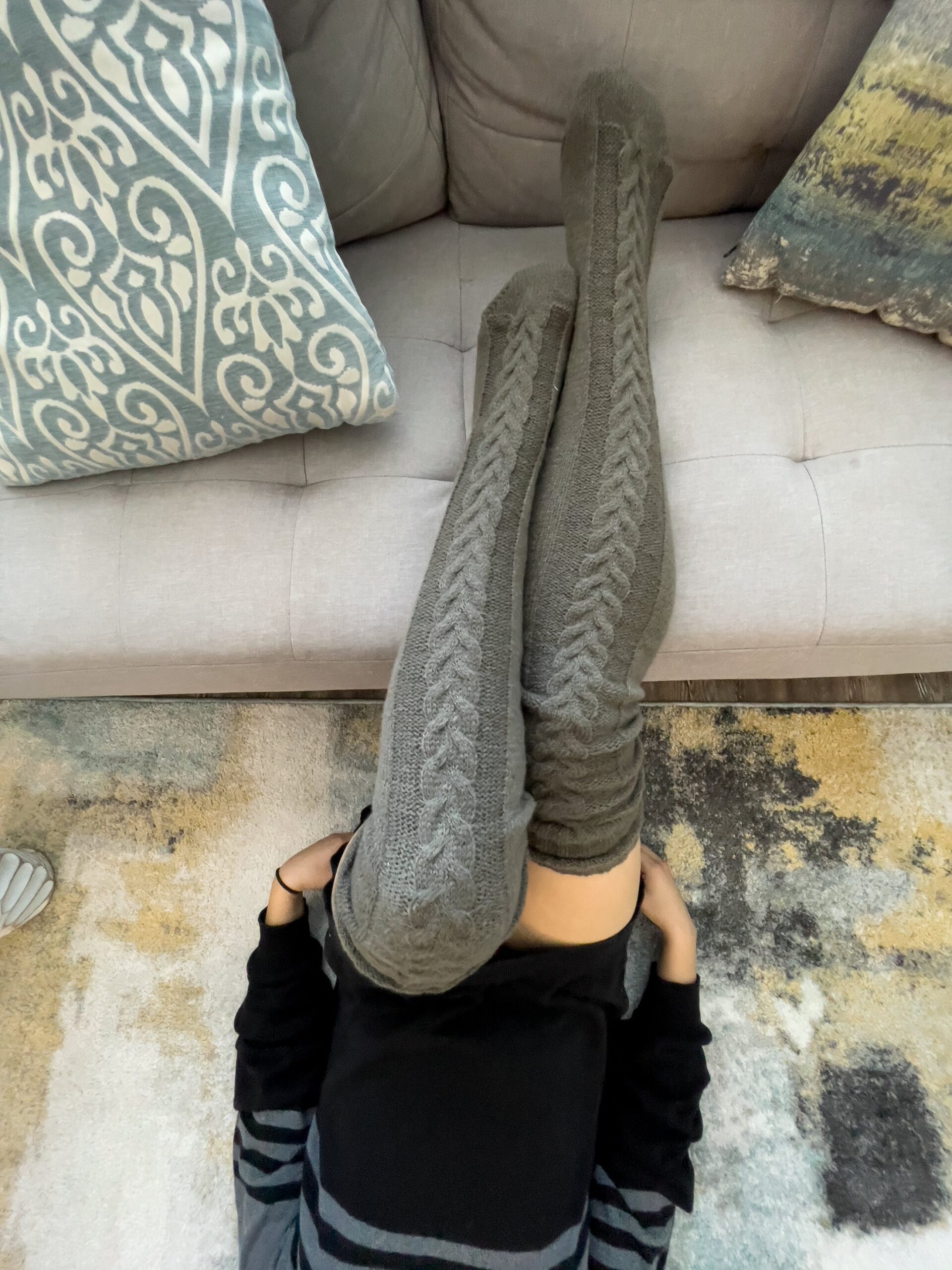 Long Tube Knitted Winter Socks in Dark Gray Color
