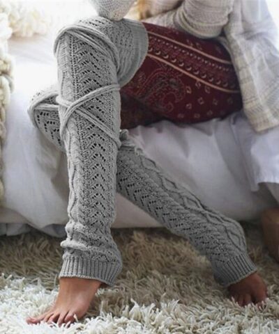 Alternative view of Long Knitted Leg Warmers Socks