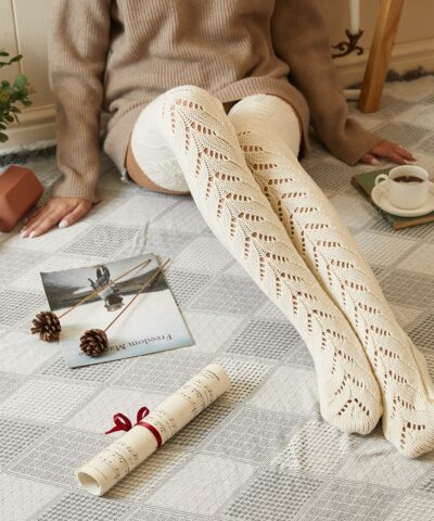 Mesh Knit Over The Knee Socks by Faybis