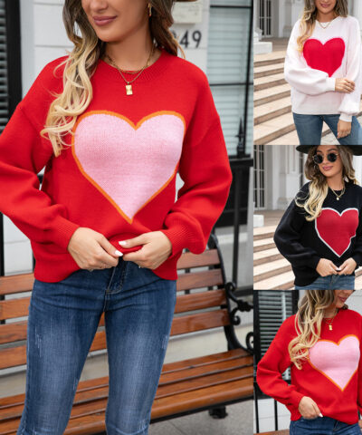 Heart Sweater Pullover Plus Size